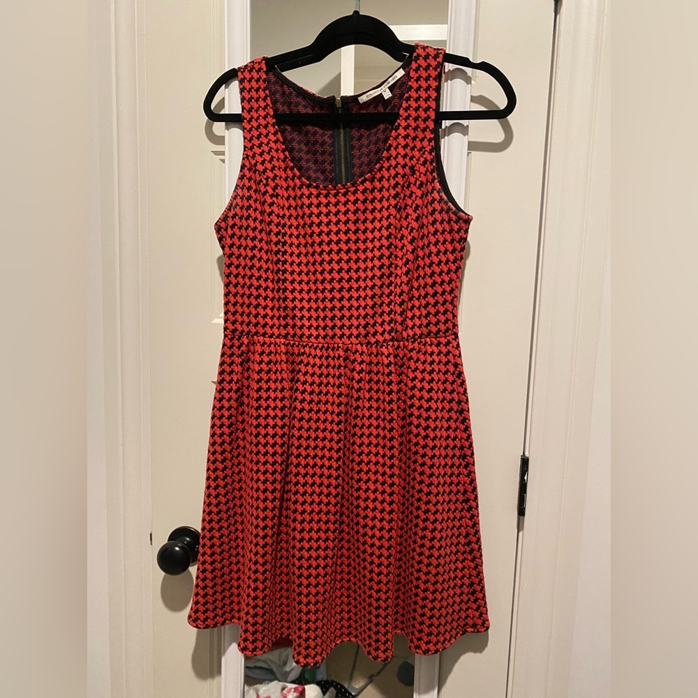 Red and Royal blue sleeveless dress.